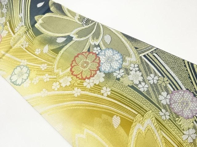 JAPANESE KIMONO / FUKURO OBI / WOVEN SAKURA & CURVE